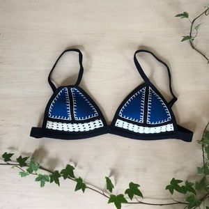 TRIANGL BIKINI top blue/black with white crochet S